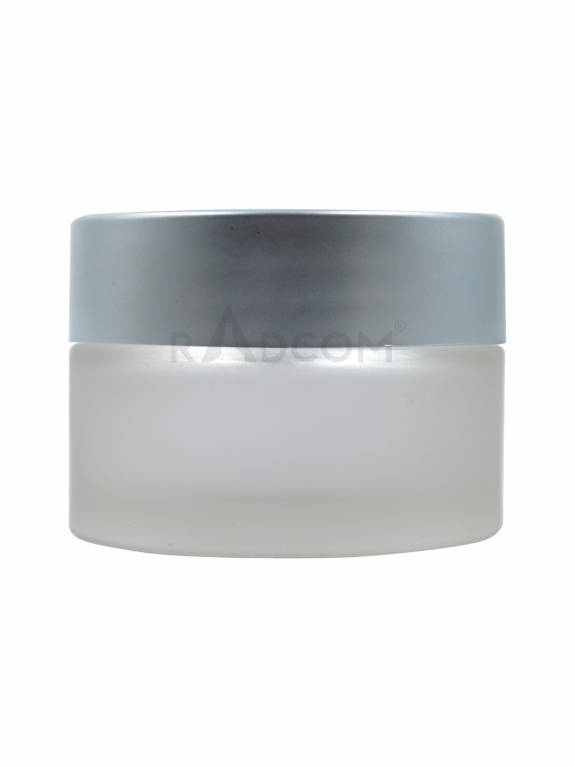 50Gm Shine Jar - Frosted-With Plastic Matt Silver Uv Cap With Inner Lid